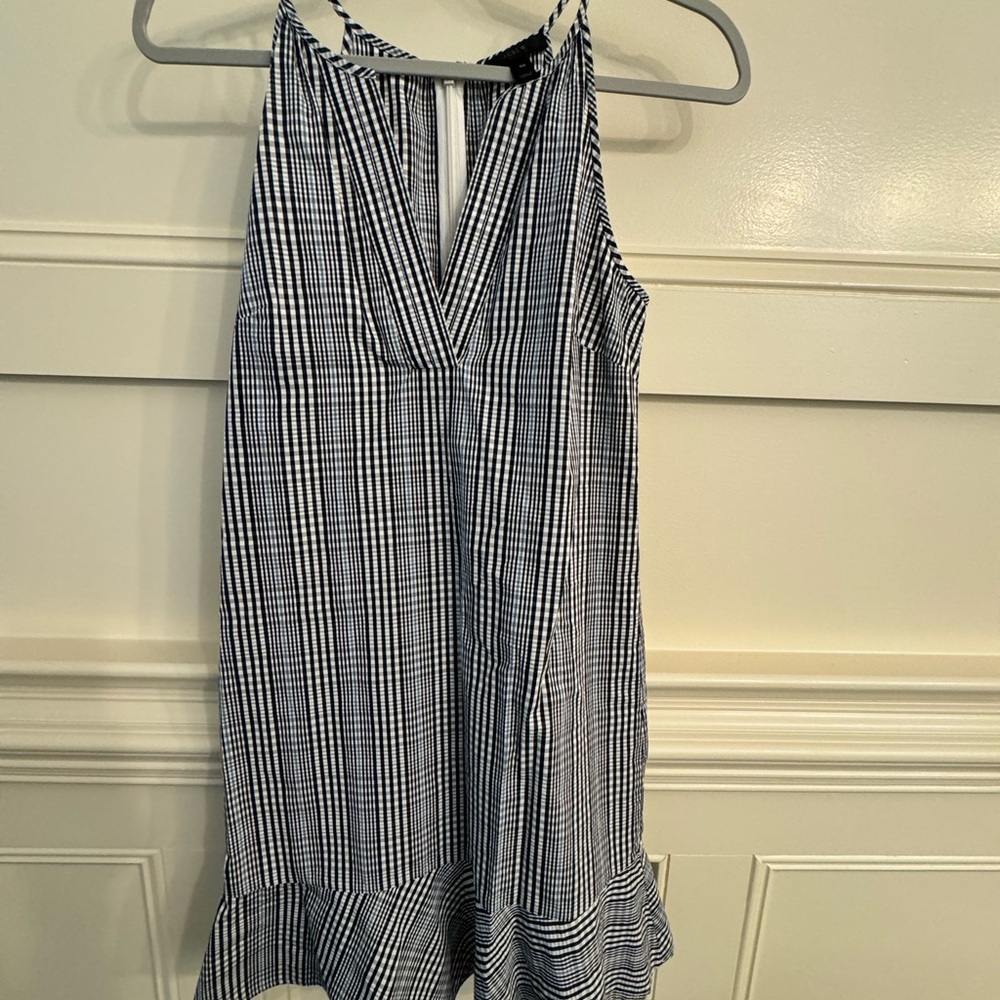 J Crew v neck plaid ruffle hem shift dress. Size 00